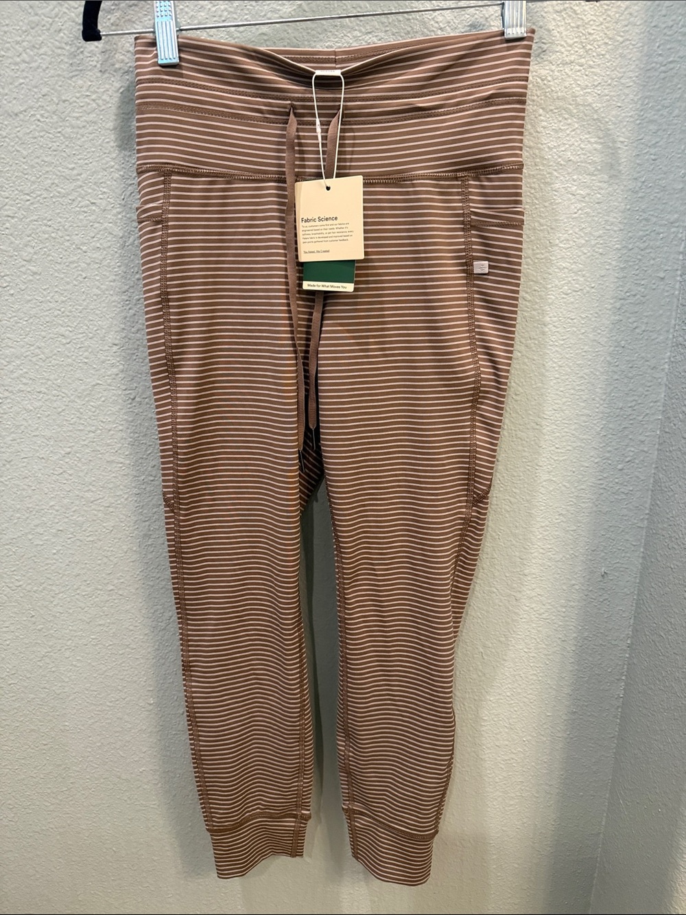 Halara Striped Jogger Pants - Brown Cream Medium NWT